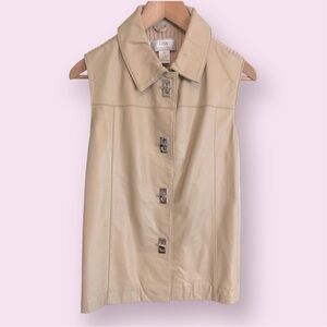 Lamb skin Leather Beige Vest